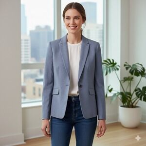 Ann Taylor Factory Women's Gray Herringbone Button Blazer Jacket - Size 4